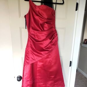 Burgundy one shoulder prom dress